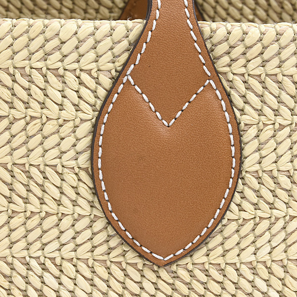 グッチ バッグ レディース パッチ スモール トートバッグ 2WAY かごバッグ ストロー ベージュ系 GUCCI 779671 中古