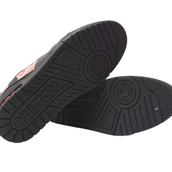 ルイヴィトン 靴 メンズ LVトレイナー スニーカー NIGOコラボ 7 1/2サイズ 約26cm レザー ブラック Louis Vuitton 中古