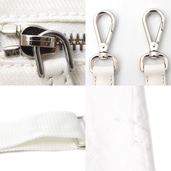 プラダ バッグ レディース ロゴ入り トートバッグ ショルダーバッグ 2WAY キャンバス ホワイト ブルー PRADA 1BG395 中古