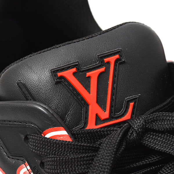 ルイヴィトン 靴 メンズ LVトレイナー スニーカー NIGOコラボ 7 1/2サイズ 約26cm レザー ブラック Louis Vuitton 中古