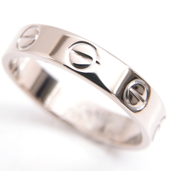 カルティエ 指輪 レディース ミニラブ リング 47号 ホワイトゴールド 保証書付 Cartier 750WG 中古