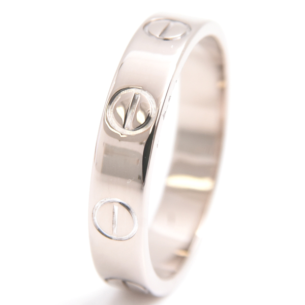 カルティエ 指輪 レディース ミニラブ リング 47号 ホワイトゴールド 保証書付 Cartier 750WG 中古