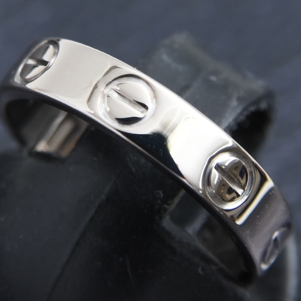 カルティエ 指輪 レディース ミニラブ リング 47号 ホワイトゴールド 保証書付 Cartier 750WG 中古