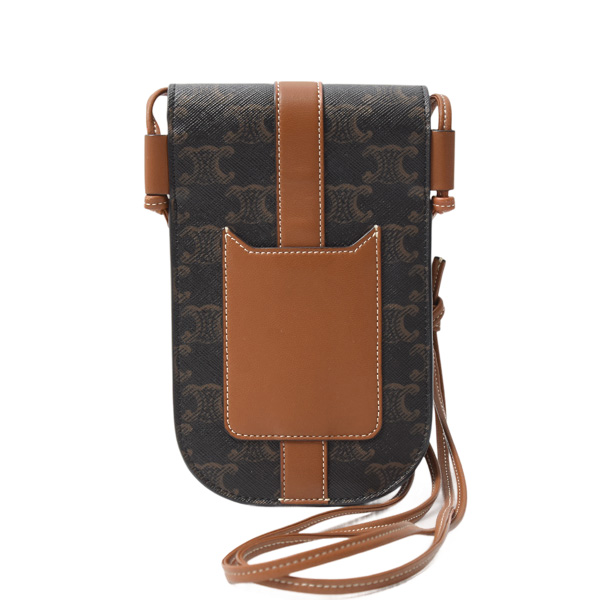 セリーヌ バッグ レディース モバイルポーチ フォンショルダーバッグ トリオンフキャンバス×カーフスキン CELINE 10H742DCH.04LU 中古