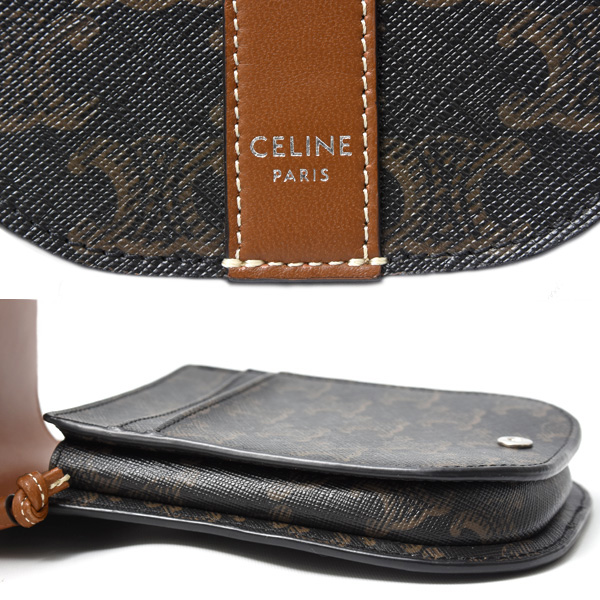 セリーヌ バッグ レディース モバイルポーチ フォンショルダーバッグ トリオンフキャンバス×カーフスキン CELINE 10H742DCH.04LU 中古