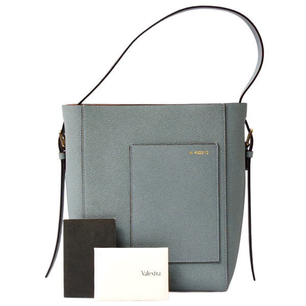 ヴァレクストラ バッグ レディース バケットバッグ スモール パウダーブルー カーフ Valextra V5B94 028 中古