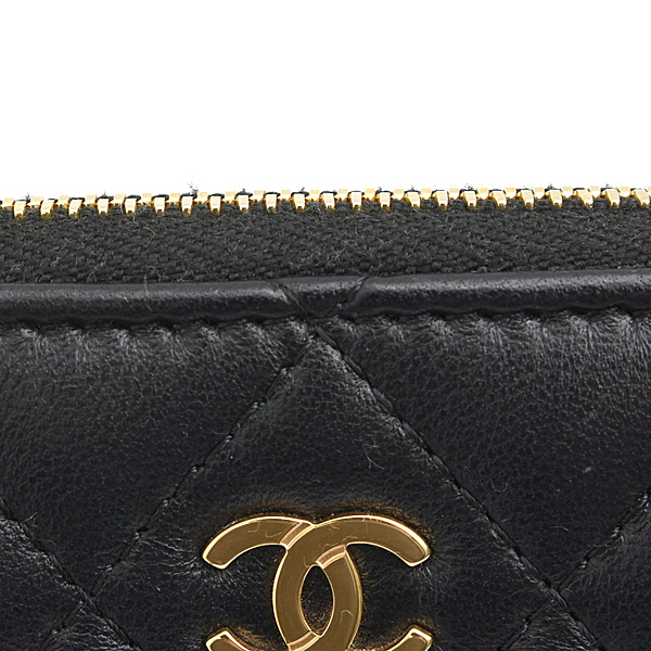 シャネル 財布 レディース マトラッセ コインケース カードケース ランダム ブラック ラムスキン CHANEL AP0216 中古