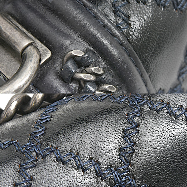 シャネル バッグ レディース ボーイシャネル トップハンドル 2WAYチェーンショルダーバッグ マトラッセ ラムスキン ネイビー CHANEL A94805 中古