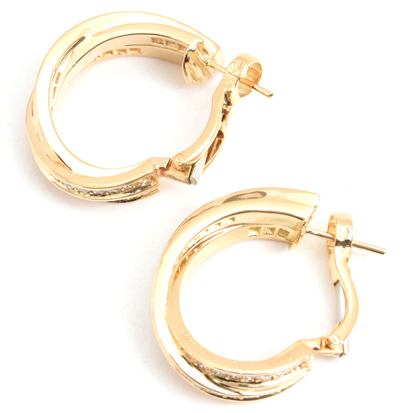 カルティエ ピアス レディース スリーバングルズ トリニティ ダイヤモンド ピアス イエローゴールド Cartier 750YG 中古