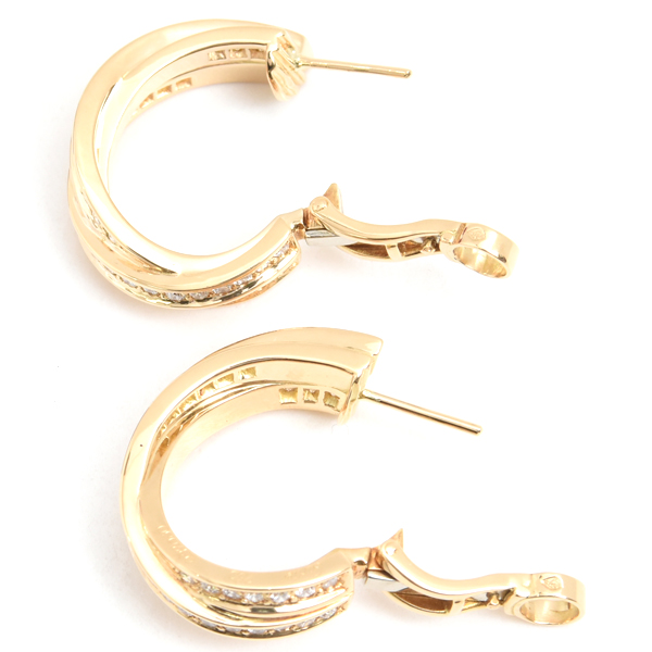 カルティエ ピアス レディース スリーバングルズ トリニティ ダイヤモンド ピアス イエローゴールド Cartier 750YG 中古