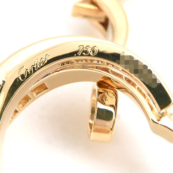 カルティエ ピアス レディース スリーバングルズ トリニティ ダイヤモンド ピアス イエローゴールド Cartier 750YG 中古
