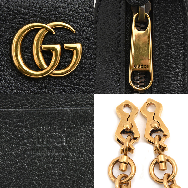 グッチ バッグ レディース  GGマーモント アフロディーテ ショルダーバッグ ハンドバッグ 2WAY ブラック カーフ 731817 GUCCI 中古