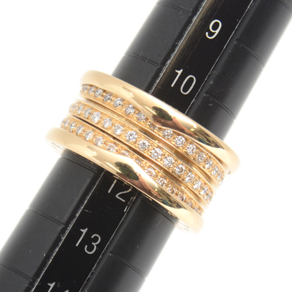 ブルガリ 指輪 レディース ビーゼロワン B-ZERO1 フルダイヤ リング 52号 イエローゴールド BVLGARI 750YG 中古