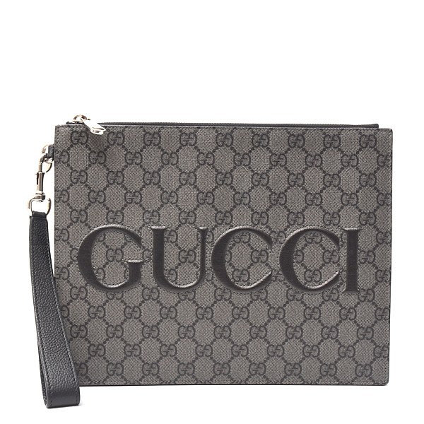 グッチ バッグ メンズ GGスプリーム ロゴ入り クラッチバッグ セカンドバッグ PVC グレー GUCCI 768374 中古