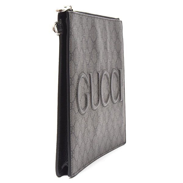 グッチ バッグ メンズ GGスプリーム ロゴ入り クラッチバッグ セカンドバッグ PVC グレー GUCCI 768374 中古