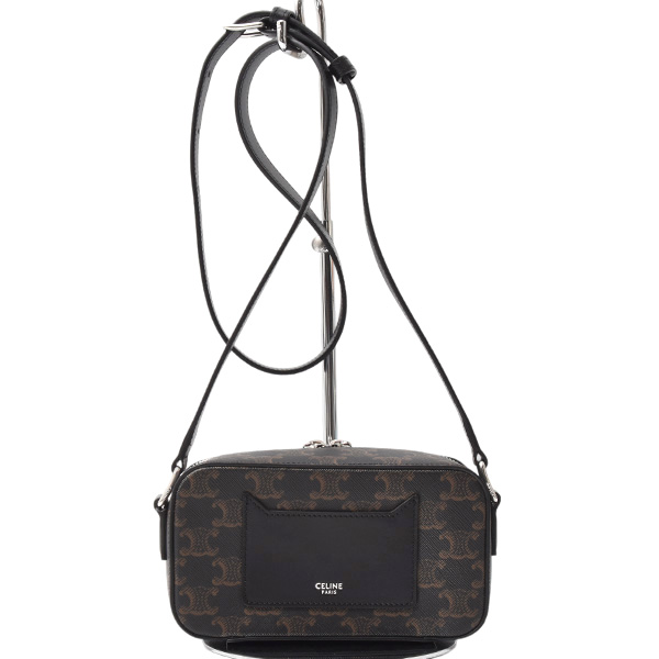 セリーヌ バッグ ユニセックス ミニメッセンジャーボックス ショルダー トリオンフキャンバス×カーフスキン ブラック CELINE 114902EVJ 中古