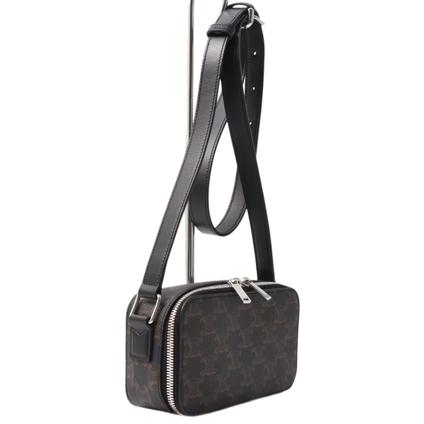 セリーヌ バッグ ユニセックス ミニメッセンジャーボックス ショルダー トリオンフキャンバス×カーフスキン ブラック CELINE 114902EVJ 中古