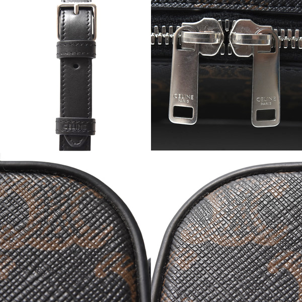 セリーヌ バッグ ユニセックス ミニメッセンジャーボックス ショルダー トリオンフキャンバス×カーフスキン ブラック CELINE 114902EVJ 中古