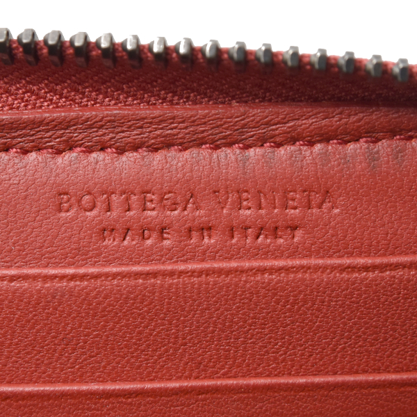 ボッテガヴェネタ コインケース イントレチャート コンパクトウォレット ミニ財布 ラムスキン レッド BOTTEGA VENETA 中古