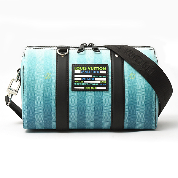 ルイヴィトン バッグ メンズ ダミエ ストライプ シティ キーポル ショルダーバッグ ブルーヴェール 青 斜めがけ Louis Vuitton M59921 中古