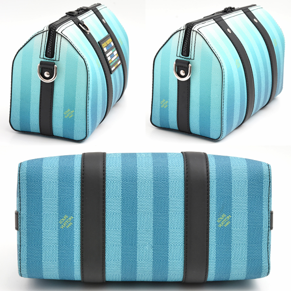 ルイヴィトン バッグ メンズ ダミエ ストライプ シティ キーポル ショルダーバッグ ブルーヴェール 青 斜めがけ Louis Vuitton M59921 中古