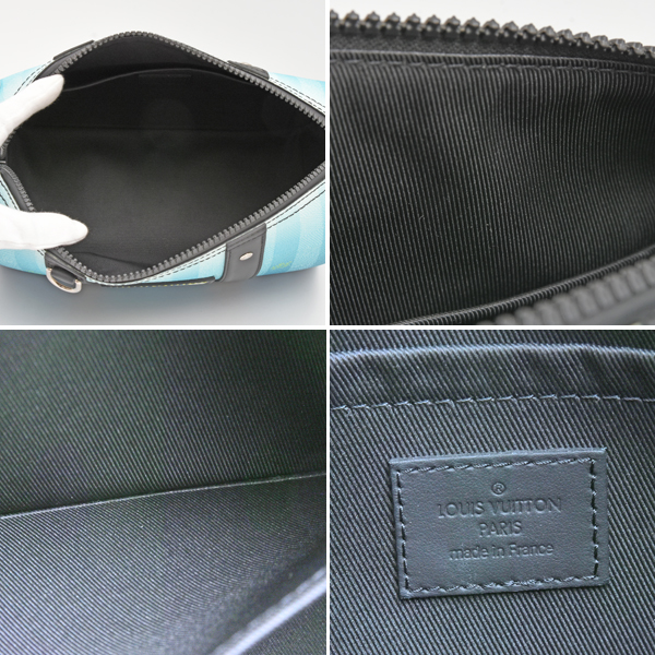 ルイヴィトン バッグ メンズ ダミエ ストライプ シティ キーポル ショルダーバッグ ブルーヴェール 青 斜めがけ Louis Vuitton M59921 中古