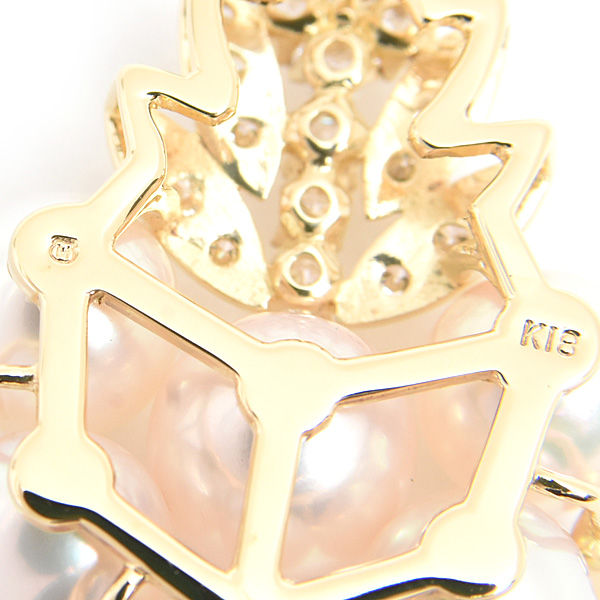 ミキモト ペンダント レディース 6Pパール ダイヤ ペンダントトップ 6.3mm～7.3mm珠 イエローゴールド K18 MIKIMOTO 中古