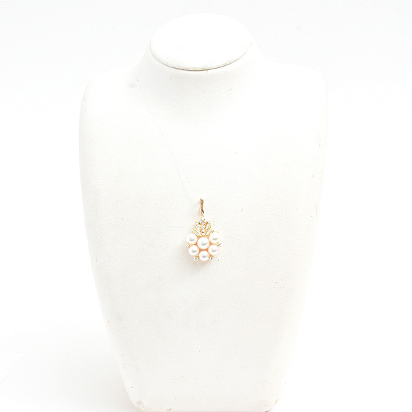 ミキモト ペンダント レディース 6Pパール ダイヤ ペンダントトップ 6.3mm～7.3mm珠 イエローゴールド K18 MIKIMOTO 中古