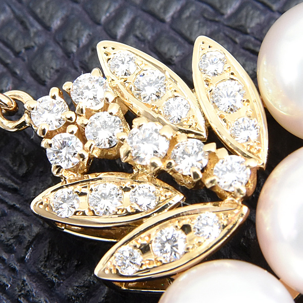 ミキモト ペンダント レディース 6Pパール ダイヤ ペンダントトップ 6.3mm～7.3mm珠 イエローゴールド K18 MIKIMOTO 中古