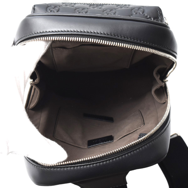 グッチ バッグ メンズ クロスボディバッグ 斜め掛けバッグ グッチシマ レザー ブラック GUCCI 450970 中古
