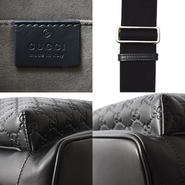 グッチ バッグ メンズ クロスボディバッグ 斜め掛けバッグ グッチシマ レザー ブラック GUCCI 450970 中古