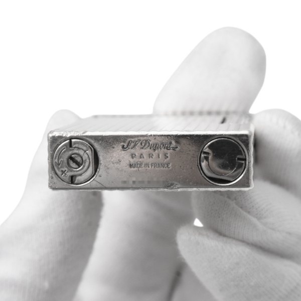 デュポン ライター ライン2 ローラガスライター ストライプ シルバー メンテナンス済み S.T.Dupont 中古