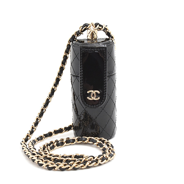 シャネル バッグ レディース マトラッセ リップケース チェーンショルダー パテント ブラック CHANEL AP1572 中古
