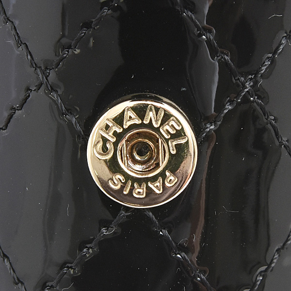 シャネル バッグ レディース マトラッセ リップケース チェーンショルダー パテント ブラック CHANEL AP1572 中古