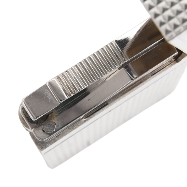 デュポン ライン2 ローラガスライター 格子柄 シルバー メンテナンス済み S.T.Dupont 中古