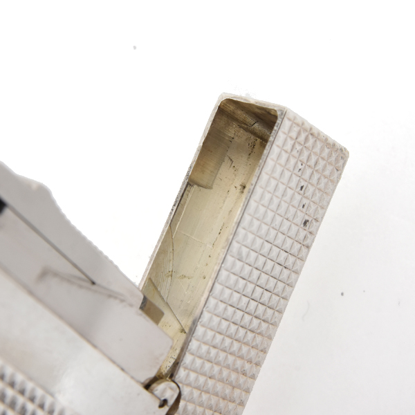 デュポン ライン2 ローラガスライター 格子柄 シルバー メンテナンス済み S.T.Dupont 中古