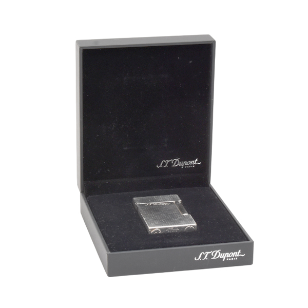 デュポン ライン2 ローラガスライター 格子柄 シルバー メンテナンス済み S.T.Dupont 中古