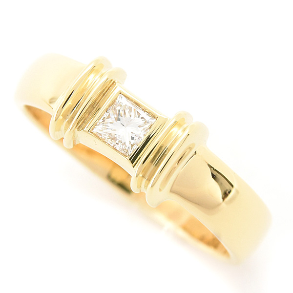 ティファニー 指輪 レディース 1Pダイヤ スタッキング リング 9号 イエローゴールド 750YG TIFFANY 中古