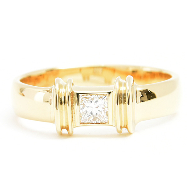 ティファニー 指輪 レディース 1Pダイヤ スタッキング リング 9号 イエローゴールド 750YG TIFFANY 中古