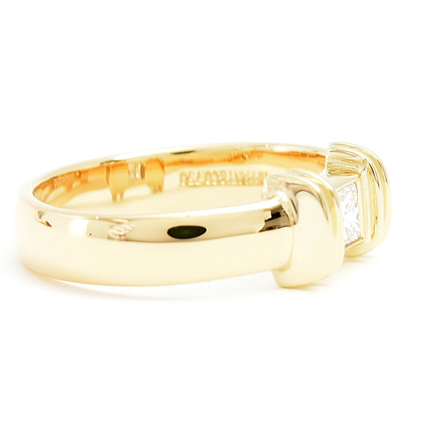 ティファニー 指輪 レディース 1Pダイヤ スタッキング リング 9号 イエローゴールド 750YG TIFFANY 中古