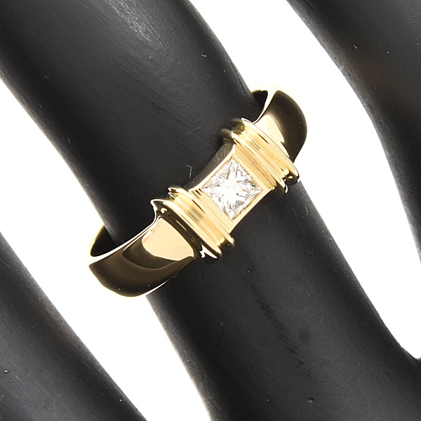 ティファニー 指輪 レディース 1Pダイヤ スタッキング リング 9号 イエローゴールド 750YG TIFFANY 中古