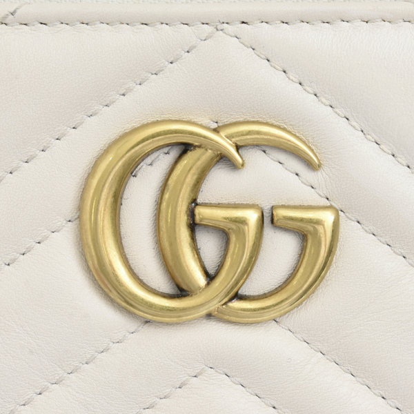 グッチ レディース GGマーモント ショルダーバッグ ポシェット キルティング ホワイト 453878 GUCCI 中古