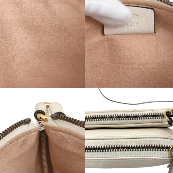 グッチ レディース GGマーモント ショルダーバッグ ポシェット キルティング ホワイト 453878 GUCCI 中古