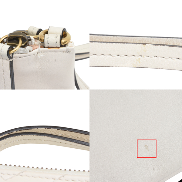グッチ レディース GGマーモント ショルダーバッグ ポシェット キルティング ホワイト 453878 GUCCI 中古