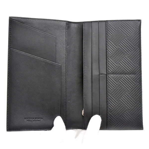 ボッテガヴェネタ 財布 メンズ デボスイントレチャート 型押し長財布 二つ折り カーフ ブラック 667052 V0SQ1 BOTTEGA VENETA 中古