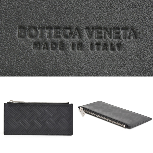 ボッテガヴェネタ 財布 メンズ デボスイントレチャート 型押し長財布 二つ折り カーフ ブラック 667052 V0SQ1 BOTTEGA VENETA 中古