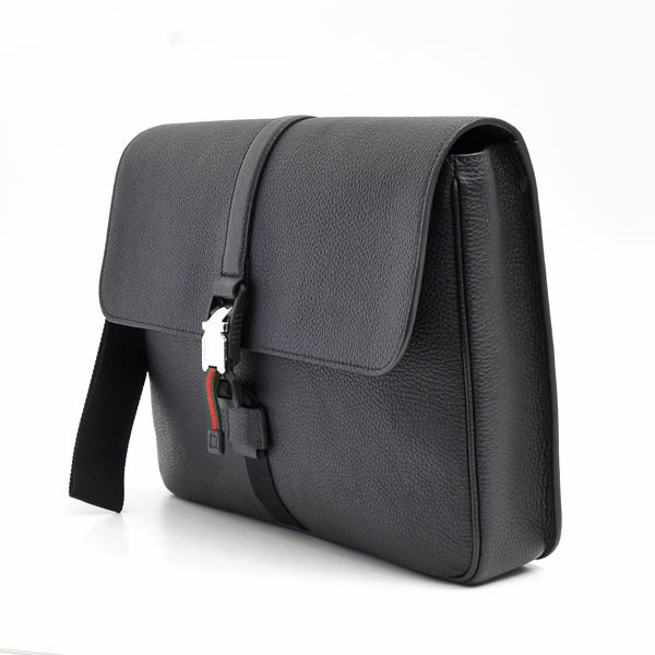 グッチ バッグ メンズ ビジネスバッグ クラッチバッグ ハンドバッグ ミディアム レザー ブラック GUCCI 816755 中古