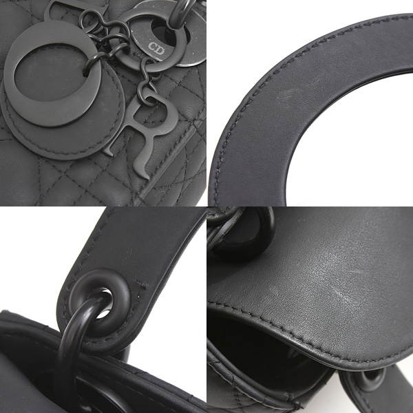 クリスチャンディオール バッグ レディース レディディオール ミニ カナージュ ブラック ウルトラマット カーフスキン Christian Dior M0505SLOI 中古