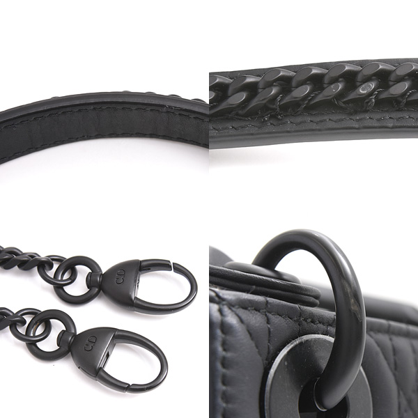 クリスチャンディオール バッグ レディース レディディオール ミニ カナージュ ブラック ウルトラマット カーフスキン Christian Dior M0505SLOI 中古