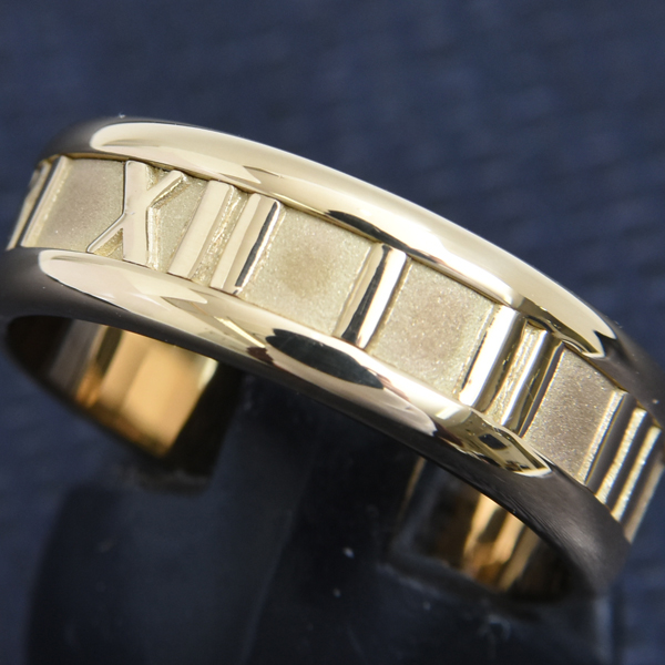 ティファニー 指輪 メンズ アトラス リング 20号 イエローゴールド TIFFANY 750YG 中古